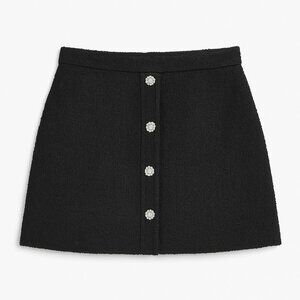 H&M Black Tweed Mini Skirt with Crystal Buttons (Size 8, Never Worn)